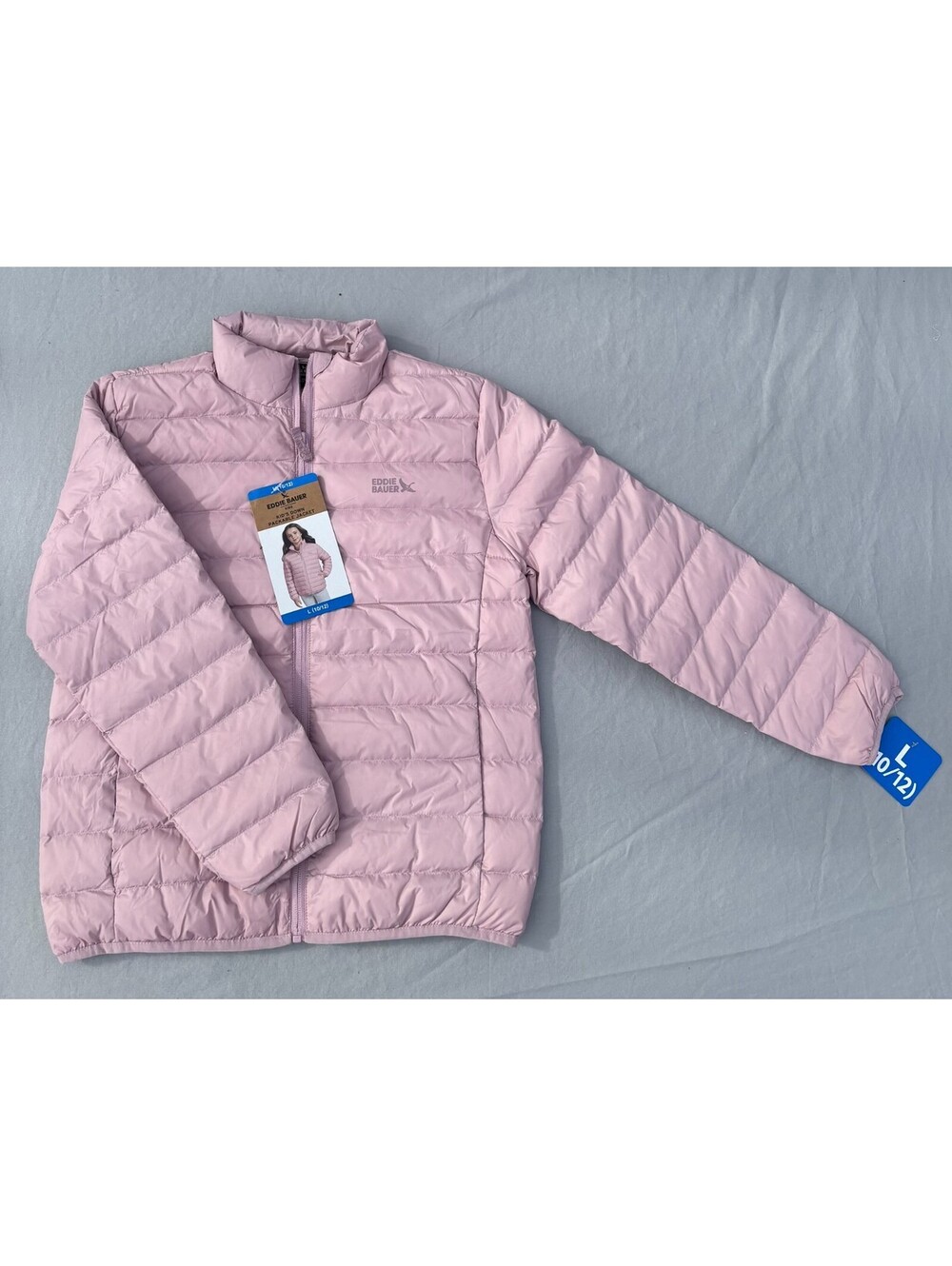 Eddie Bauer Girls Packable 650 Fill Down Puffer Jacket Pink L 10-12 NWT